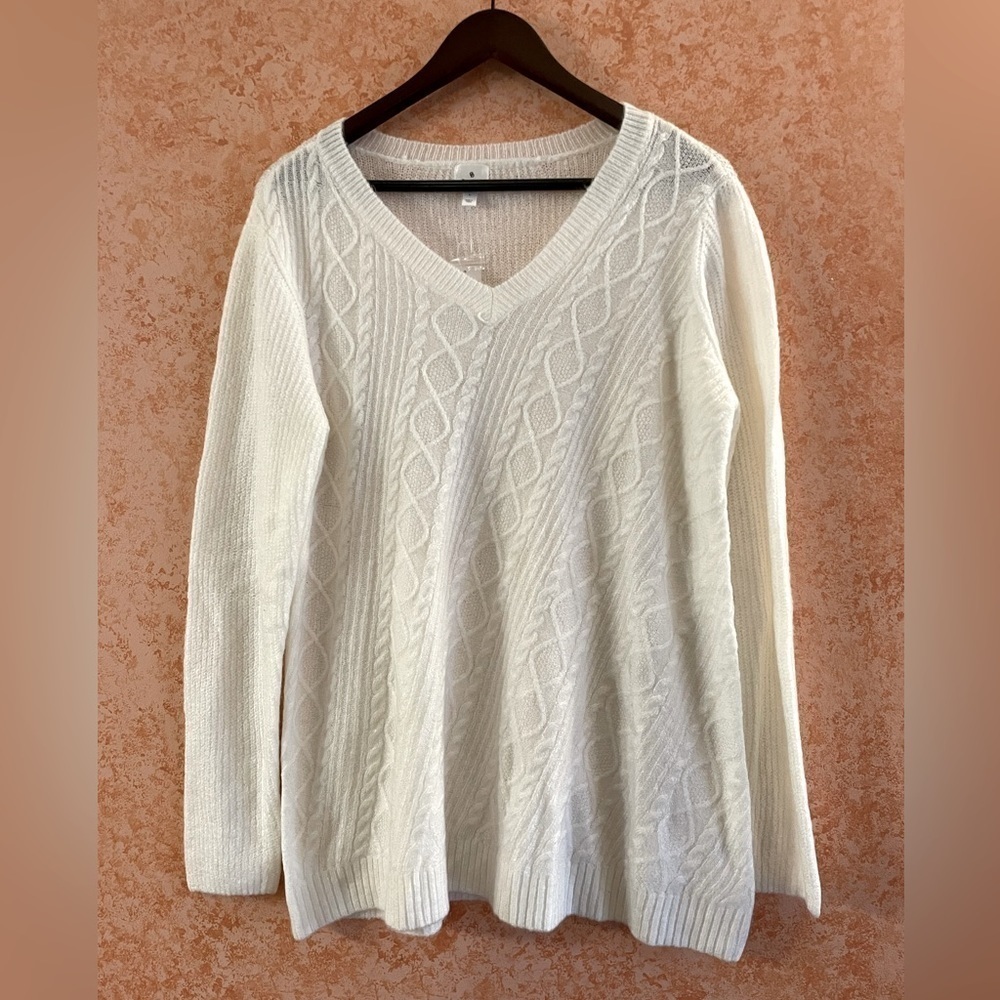 DRESSBARN Knit Pull On White Sweater size Large